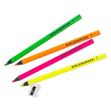 4 Piece Jumbo Dry Highlighter Bible Markers w/Sharpener