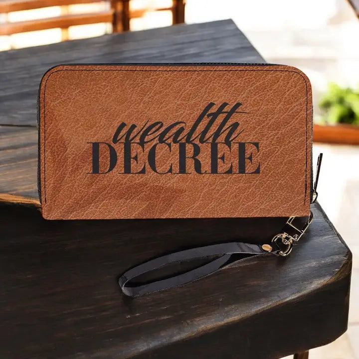 The Wealth Decree Long Wallet Brown (Vegan Leather)