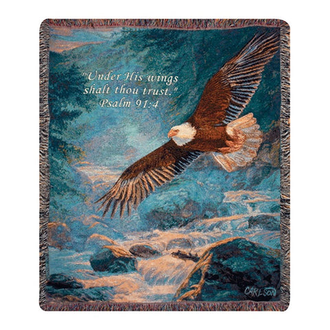 American Majesty W/Psalms 91:4 VerseTapestry Throw-50”X60”