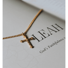 Necklace Cross Cut Gold Over Sterling Silver