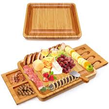 Bamboo Charcuterie Board Tray with Cheese Tools & Platter