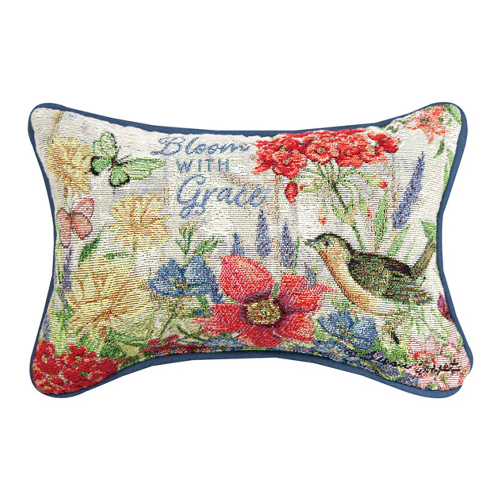 Bloom With Grace Word Pillow, 12" x 8.5"