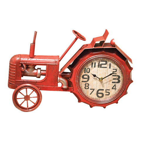 Tractor Red Table Clock