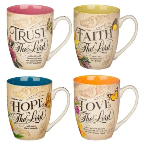 Juego de tazas Faith Trust Hope and Love (4)