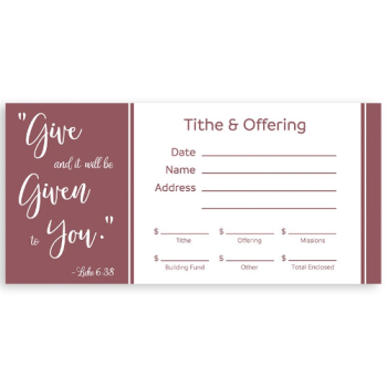 Church Offering Envelope for Tithe and Offering- Luke 6:38 Verse