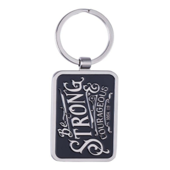 Be Strong & Courageous Black Key Ring in Gift Tin- Joshua 1:9