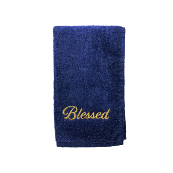 Towel with Blessed letters in Gold Embroidered Letters