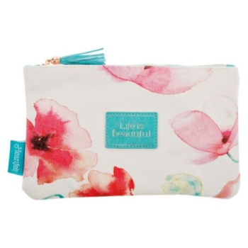 Life is Beautiful Canvas Zippered Pouch