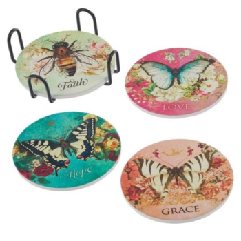 Secret Garden Coaster Set- Faith, Hope, Love and Grace