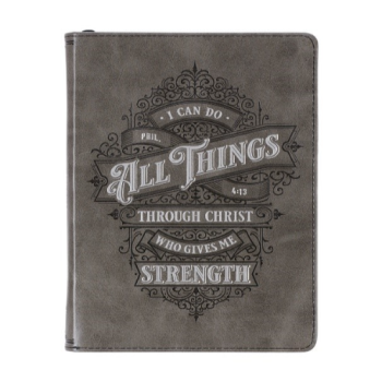 All Things Through Classic Journal with Zipper Closure- Philippians 4:13