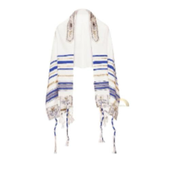 Royal Blue/Gold Christian Prayer Shawl Messianic Tallit & Matching Bag with Zipper